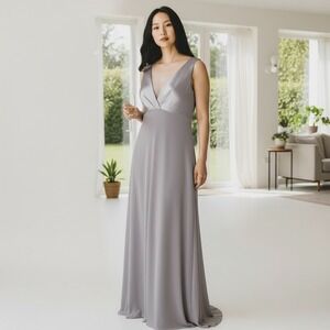 Talbots Petites Lavender Satin Maxi Dress Bridesmaid Formal Evening Size‎ 8